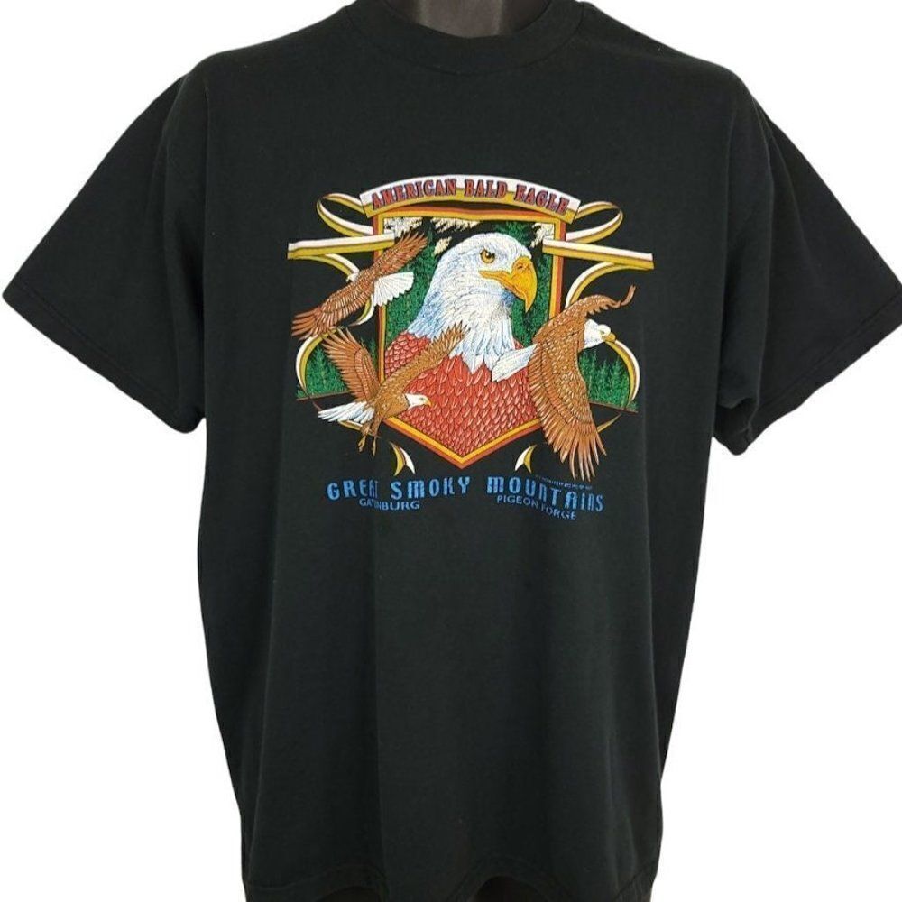 American Bald Eagle T Shirt Vintage 90s Great Smoky Mountains Gatlinburg Mens